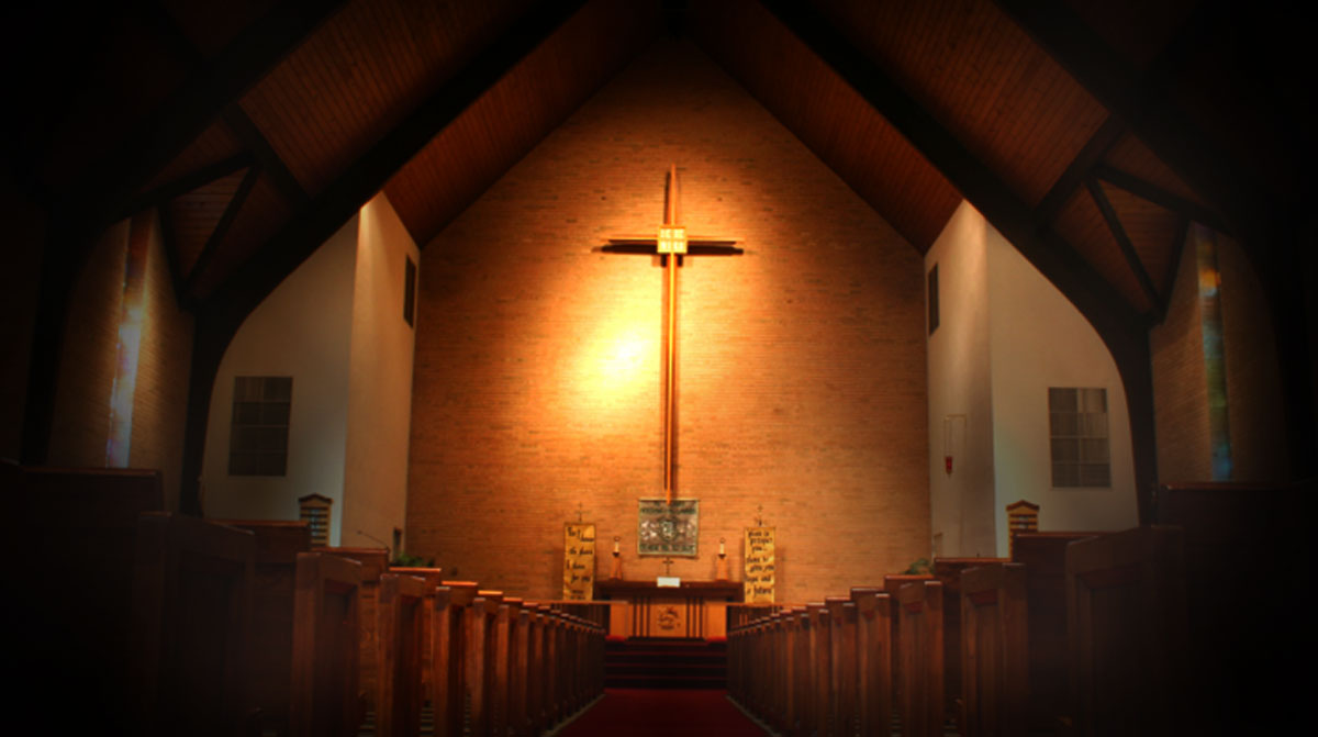 A cross above an alter